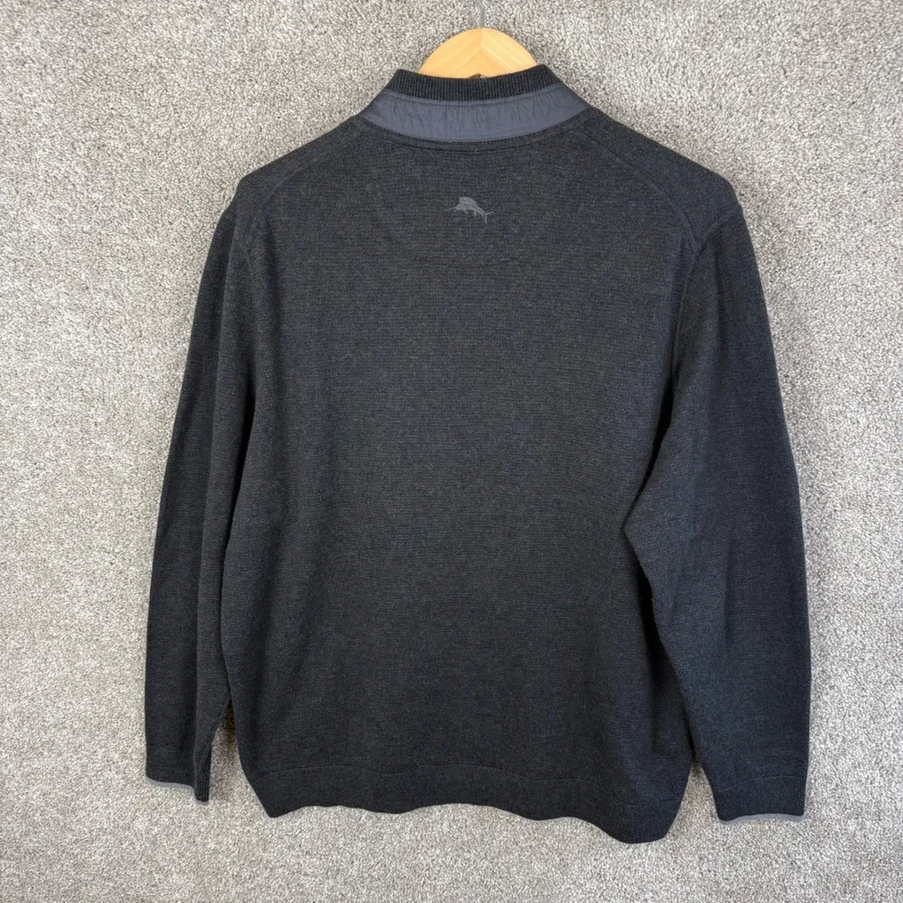 Tommy Bahama IslandZone Mens XL Gray 1/4 Zip Pullover Cotton Coolmax Sweater